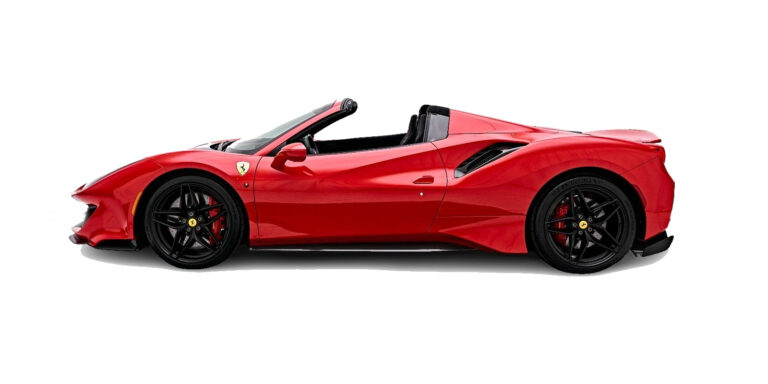 Red Ferrari 488 Pista Spider Side view