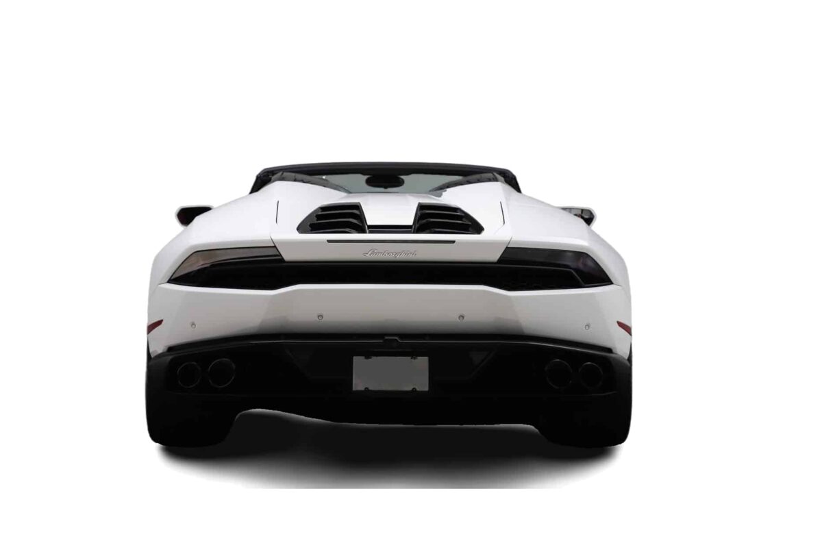White Lamborghini Huracan Spyder Rear view